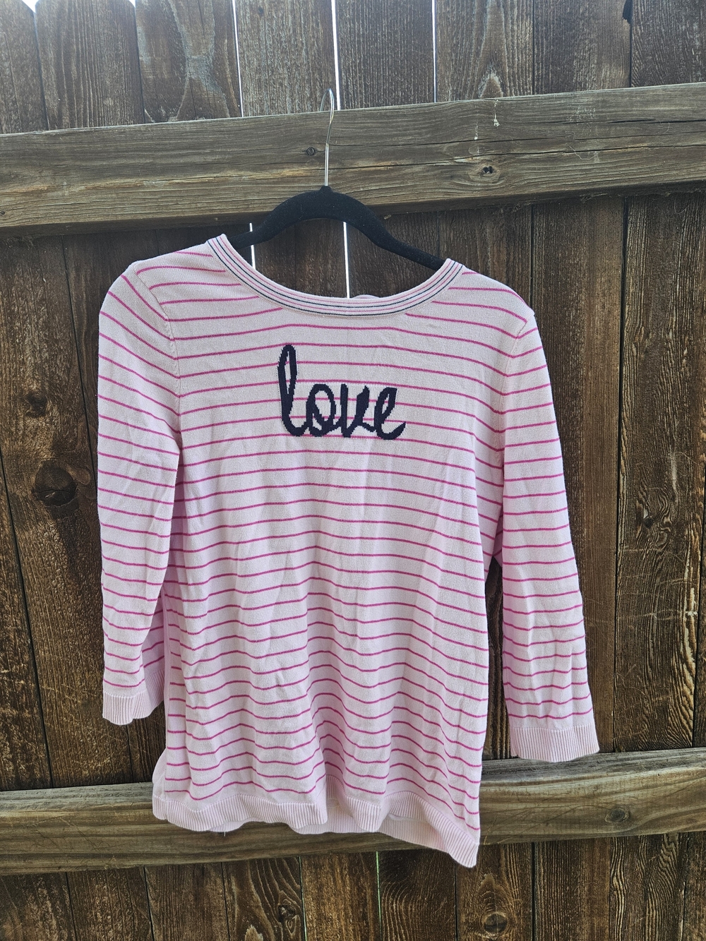 Pink Striped 'Love' Long Sleeve Top